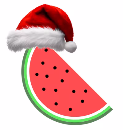 Watermelon in a santa hat